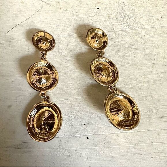 Amrita Singh gold tone and rhinestone post statement earrings - Picture 3 of 11